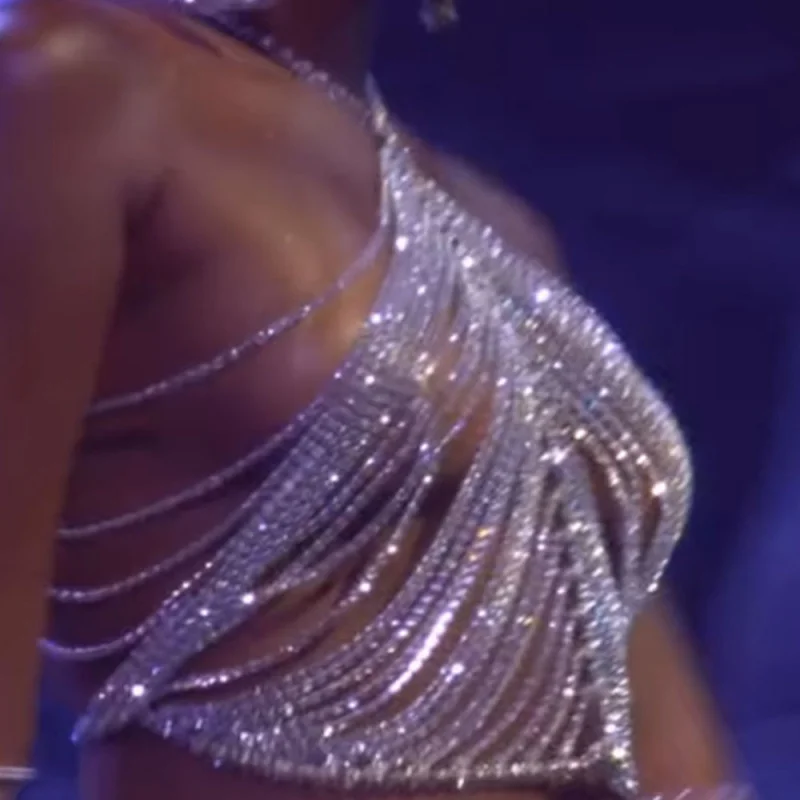 

Новые трансграничные аксессуары, блестящая многослойная цепочка на грудь бикини, сексуальная цепочка для тела для ночных клубов в Европе и цепочка на ходьбе