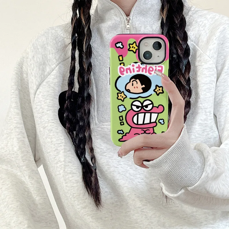 Crayon Shin-chan Phone Case for IPhone 14 Pro Max 15promax 11 12 13 Pro Max 14Pro 13Pro Cute Scrub Shockproof Soft Back Cover