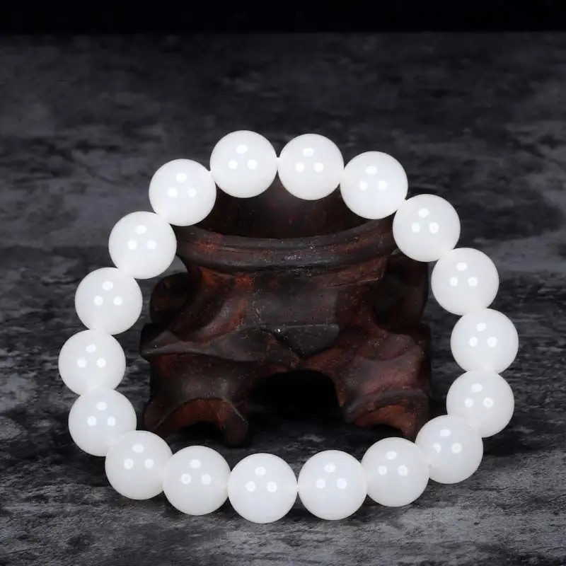 Barrel Bead White Jade Bracelet Mutton Fat White Jade Bracelet