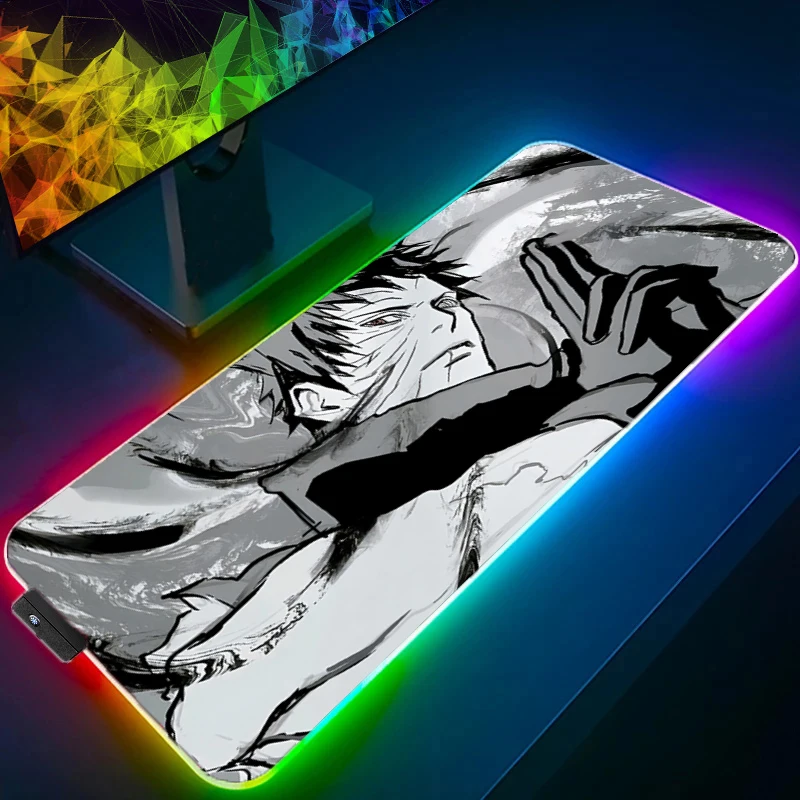 

Mouse Pad NARUTO Uchiha Obito RGB Gaming Accessories Gabinete Gamer PC Computer Desk Mat Backlight Keyboard Tablet Mousepad LED