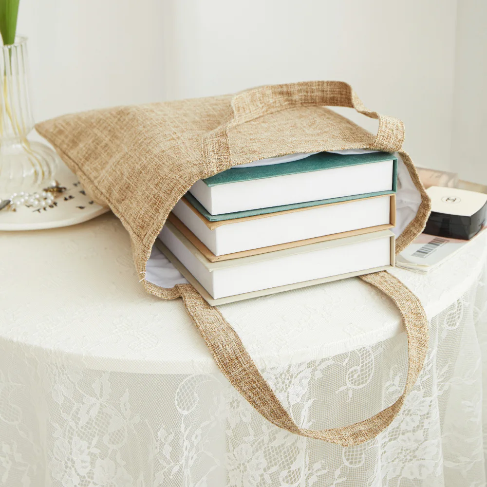 حقيبة سفر للتنقل، حقيبة كتف مطرزة مخصصة ذات سعة كبيرة، حقيبة قماش متعددة الاستخدامات أدبية وفنية بلون نقي