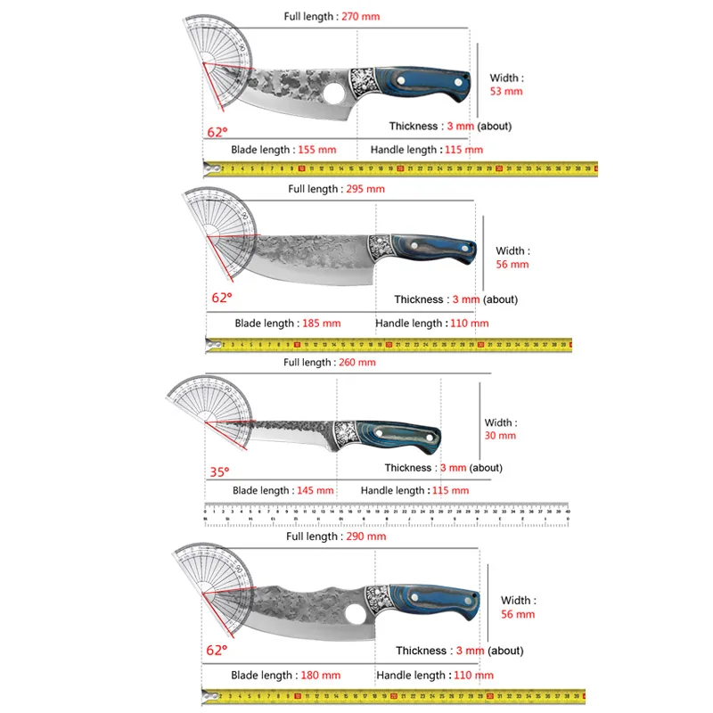 Hand Forged Chef Knife Professional Kitchen Bone Cleaver Boning Stainless Steel Wood Handle Meat Fish Chopping Cooking Tools
