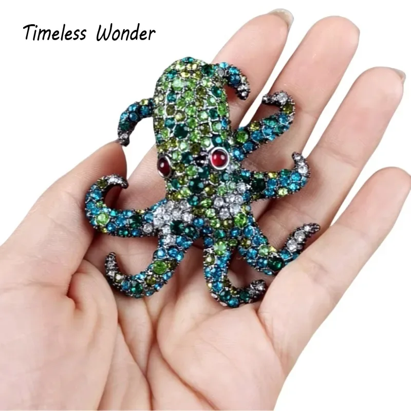 Timeless Wonder Retro Zircon Octopus Brooch Pins for Women Designer Jewelry Runway Rare Luxury Gift Cute Top Rare Mix 5385