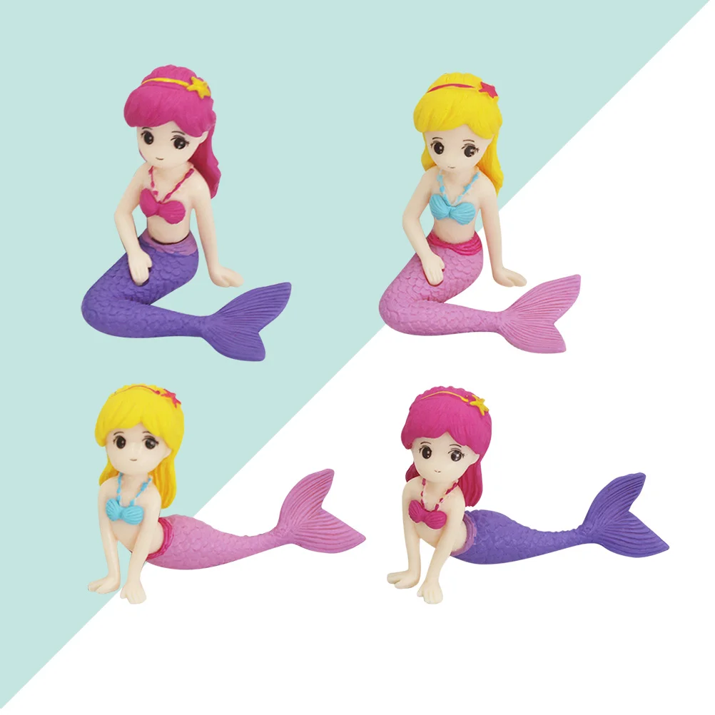 

4 Pcs Mermaid Cake Pan Wedding Ceremony Decorations Design Topper Hat Figurine Party