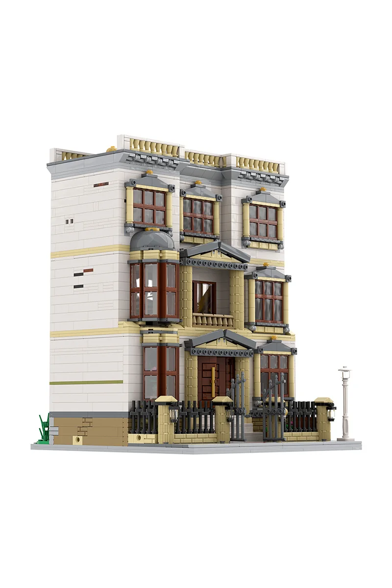MOC Klassische Villa Bausteine Modell Retro Klassische Villa Architektur Street View Ziegel Montage Spielzeug Kinder Geschenke