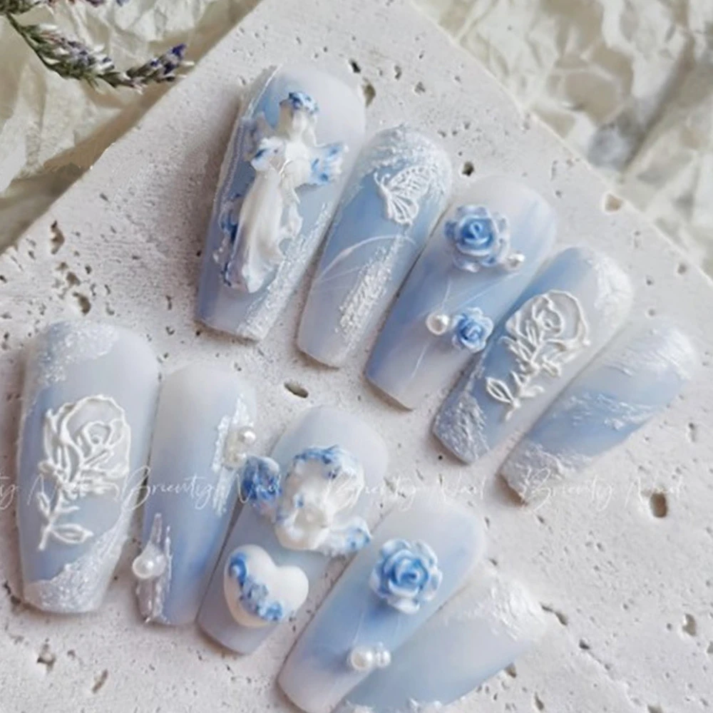 10Pcs Baroque Angel Baby Nail Art Decoration Classical Pearl Resin Cupid Manicure Charms Part Jewelry 3D Design Nail Accessories