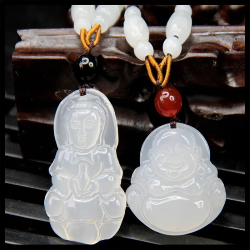 

Оптовая продажа, натуральный нефритовый халцедон, агатовый кулон, нефритовый кулон Будды из халцедона Гуаньинь, подвесной орнамент, счастливый кулон, кулон