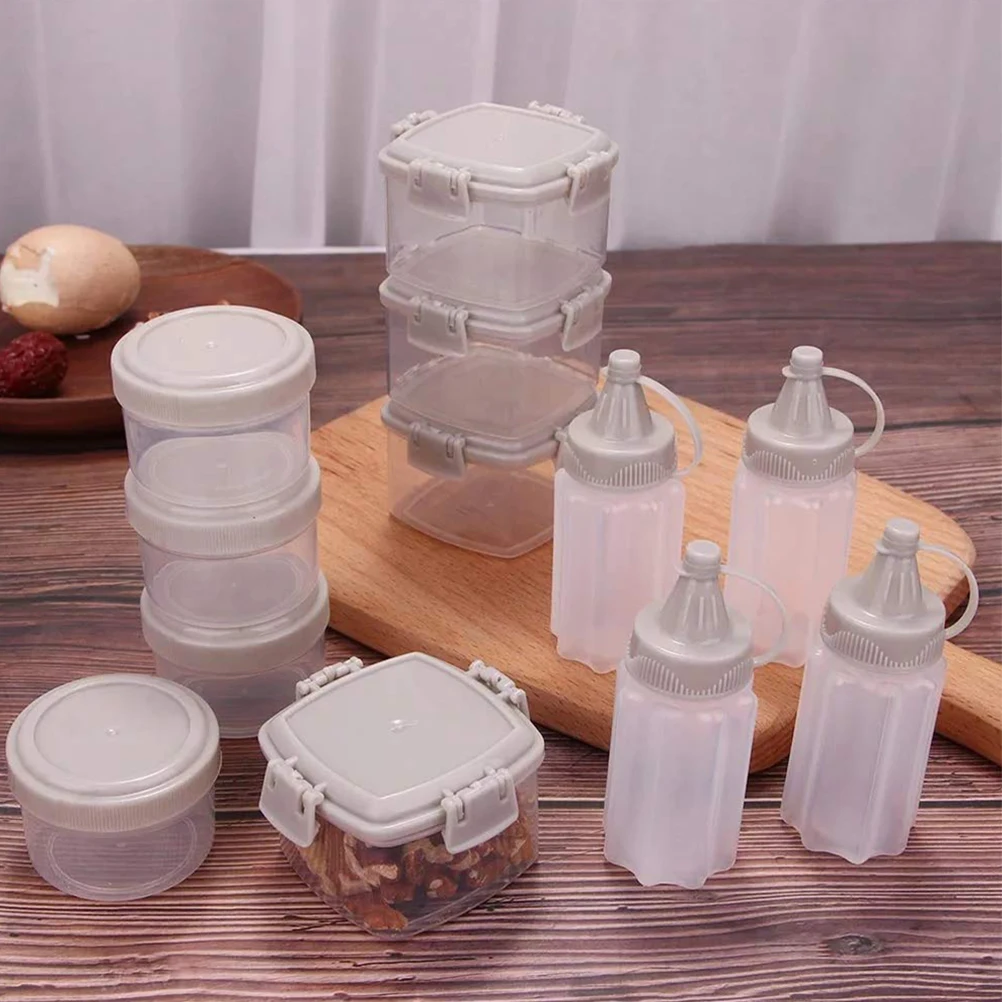 

12Pcs Spice Jar Set Plastic Seasoning Containers Sealed Storage Holders Kitchen Organizer for Sauce Honey Condiments Transparent