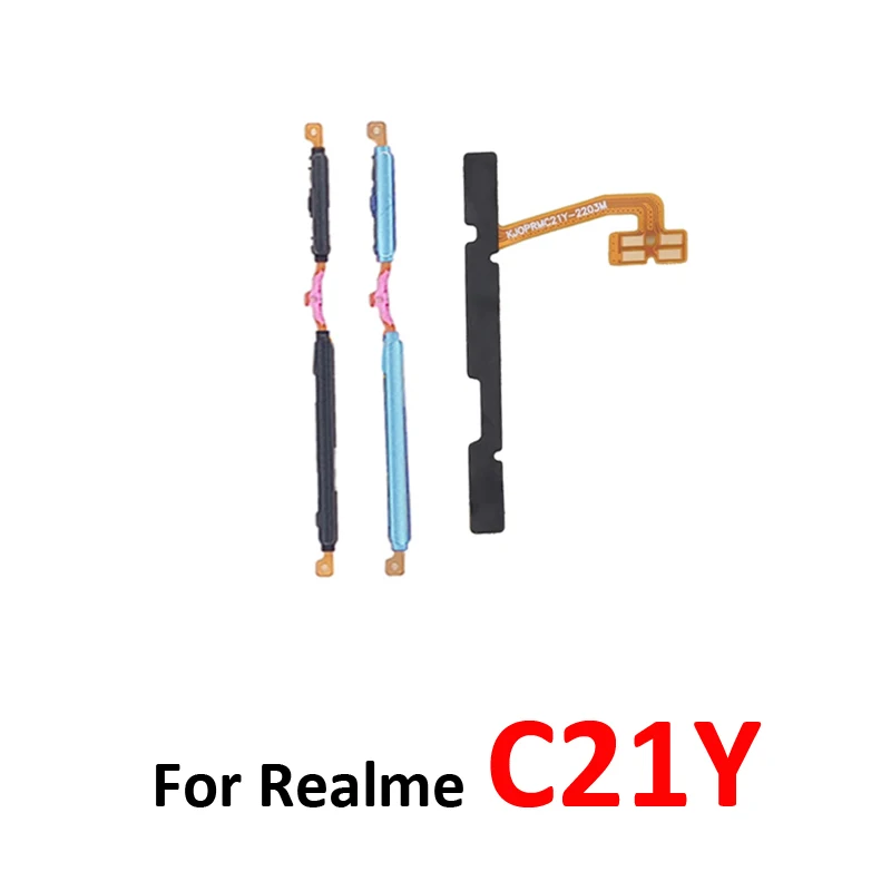 For Realme C21Y Phone New Housing Power Volume Button On Off Switch Key Internal Flex Cable Replacement Parts Black Blue image 5