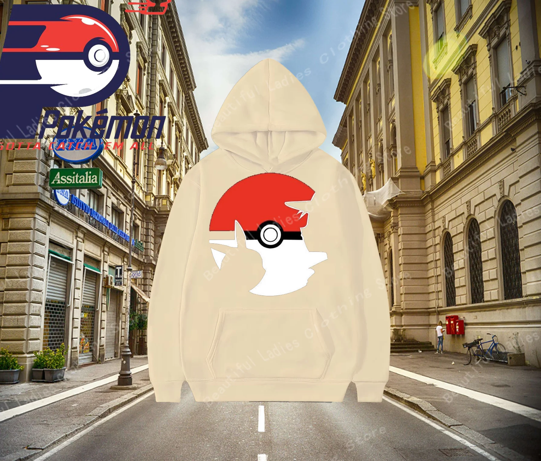 (MINISO) بوكيمون بيكاتشو خريف/شتاء جديد أزياء المرأة Crewneck هوديس مريحة الطلاب زوجين مريحة Y2K هوديي