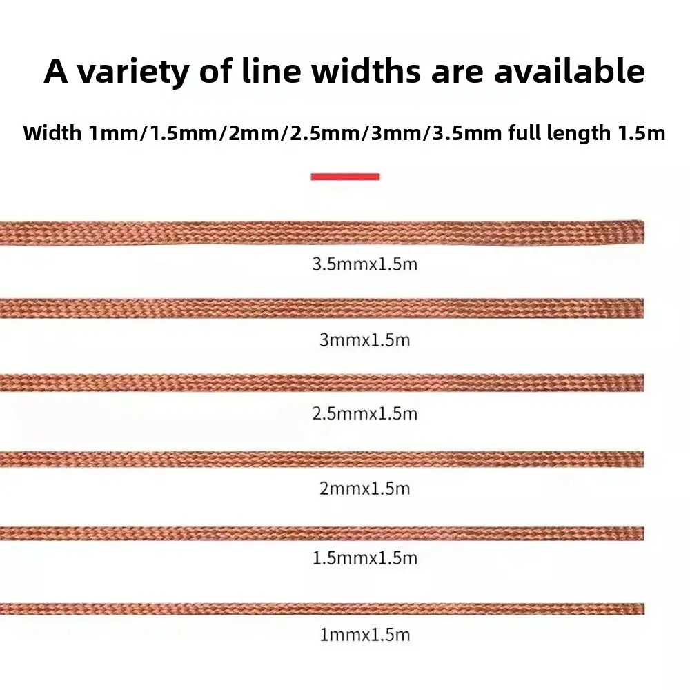3PCS Tin Suction Wire Manual Desoldering Suction 1.5m Welding Point Solder Remover Braid Tape Lead Cord Flux Tools