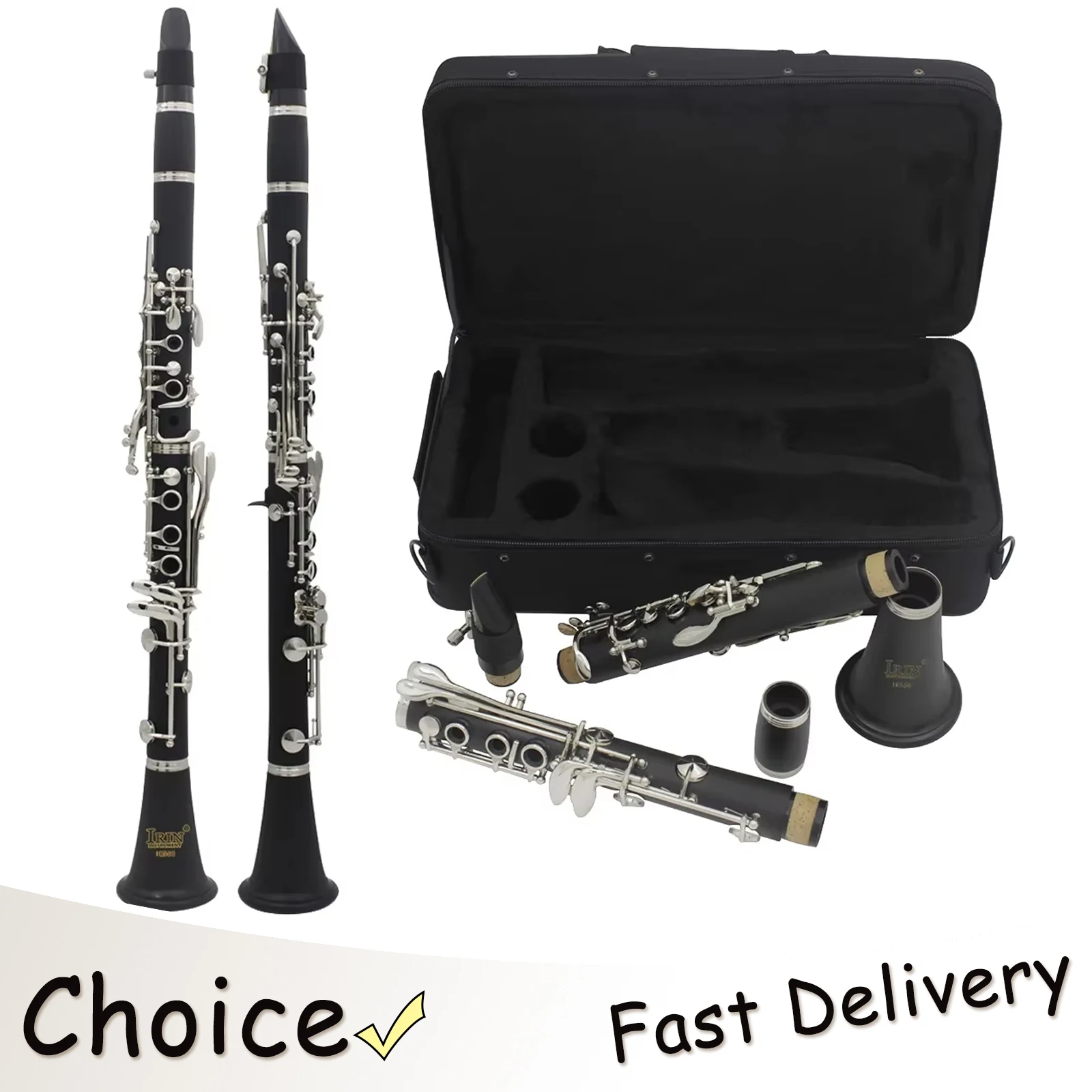 

Кларнет IRIN Bb, 17 клавиш, 6 колец, бакелитовый, Blackwinds, профессиональный, деревянный духовой инструмент с аксессуарами и сумкой