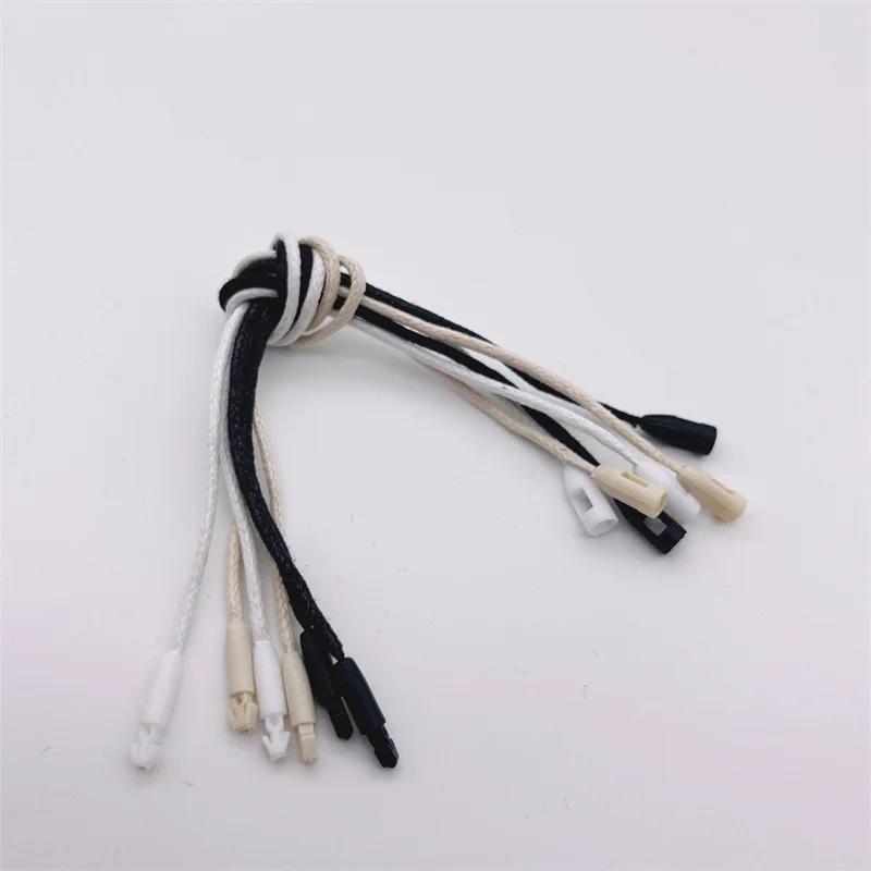 100pcs/Lot White Beige Waxed Polyester Fiber Rope 20cm Plastic Tag String Snap Lock Pin Loop Tie Fasteners For Clothing Tag Rope