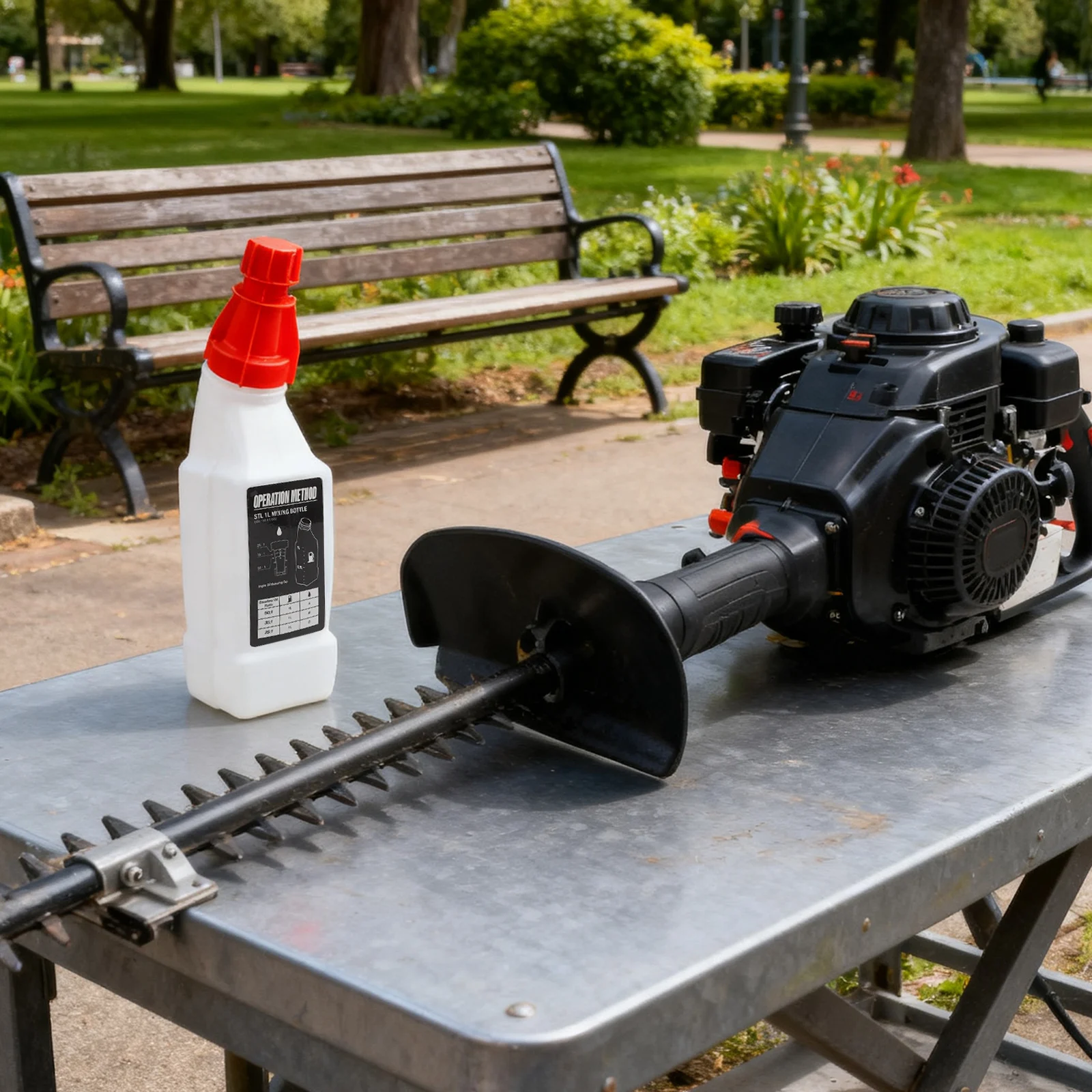 Oil Mixing Bottle 1L for 2 Equipment Compatible with Chainsaws Brushcutters Accurate Ratios 50 1 40 1 35 1 25 1