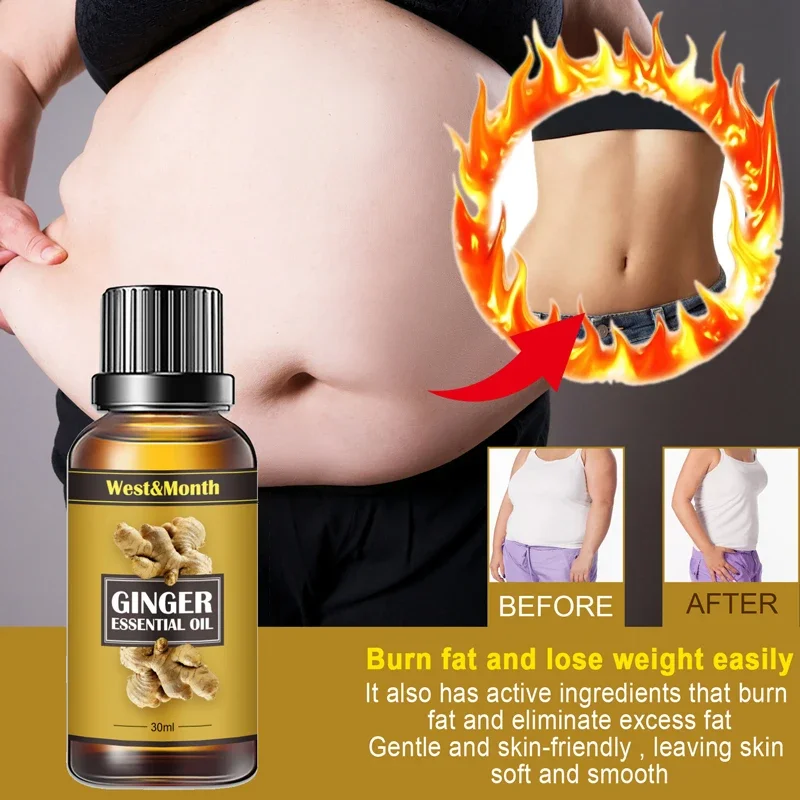 Ginger Slimming Essential Oils Firming Lift Lose Weight Cellulite Fat Burn Hair Scalp Slim Massage Oil Beauty Health Body Care