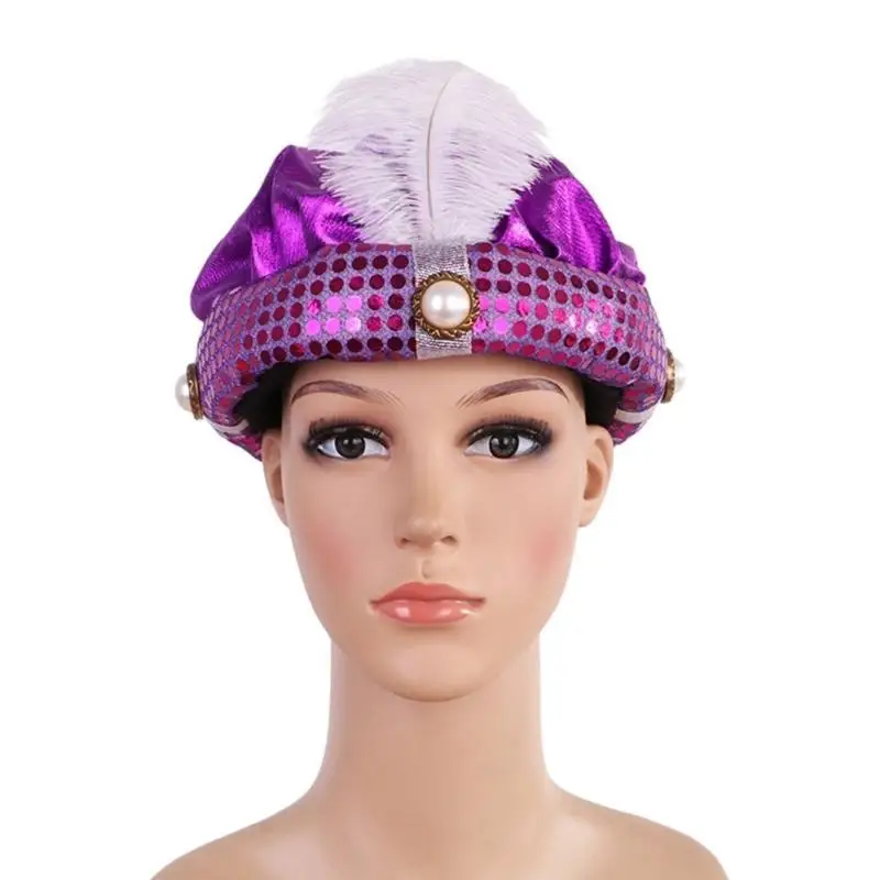 

A52E забавная шляпа в арабском стиле, шляпа с перьями, забавная сумасшедшая шляпа, аксессуар для костюма на Хэллоуин, товары для