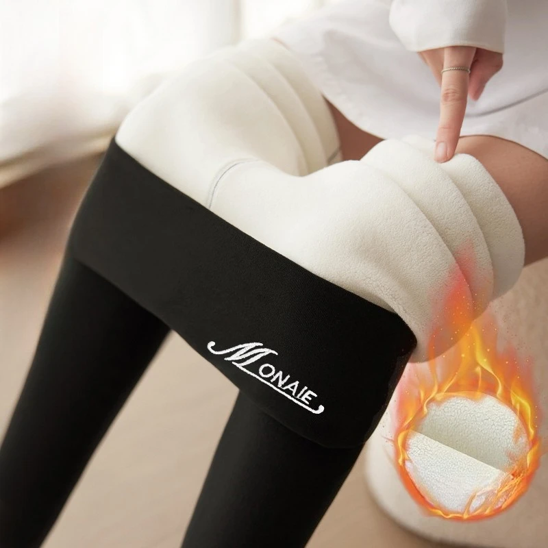 여성용 드랄론 니트 레깅스 하이웨이스트 플리스 안감 심리스 베이스 레이어 겨울 보온 플러스 사이즈 기모 내의