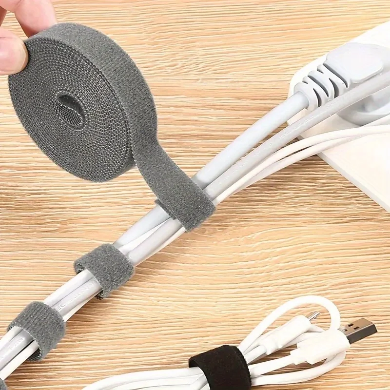 1pc 59in(1.5m)/118.1in(3m) Multi Purpose Adjustable Data Cable Management Ties With Magic Sticker