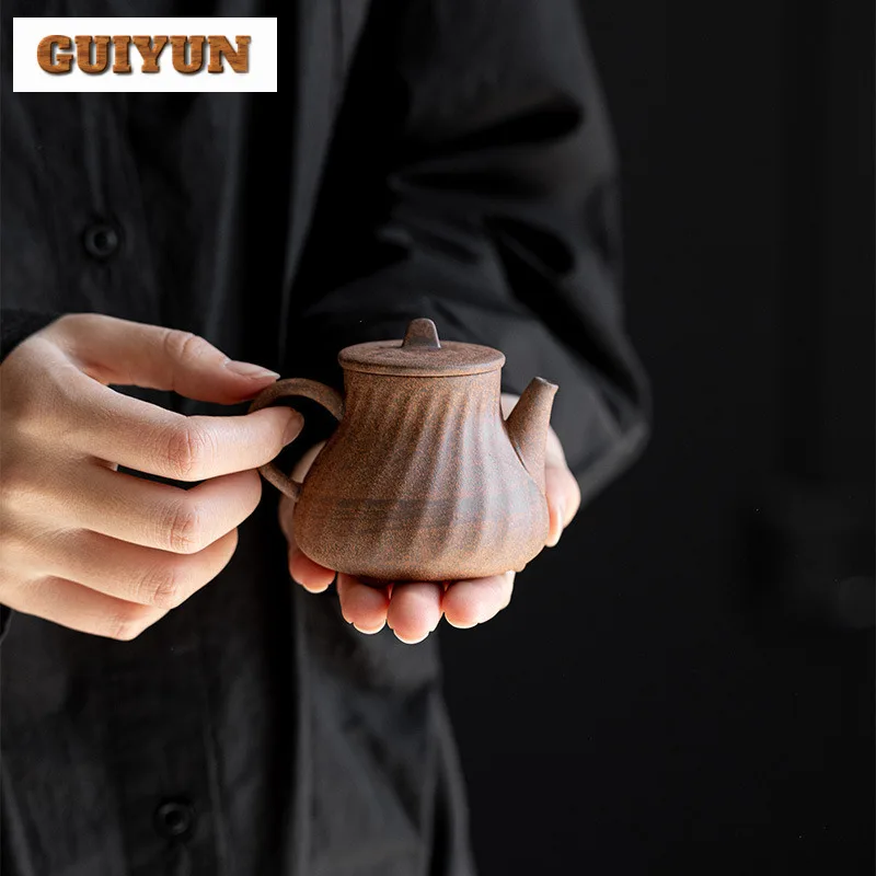 Old Rock Mud Screw-thread Teapot Zen Ceramic Tea Set Kit  Antique Tea Ceremony Set Teapot And Tea Cup Set Cha Decoration Gifts