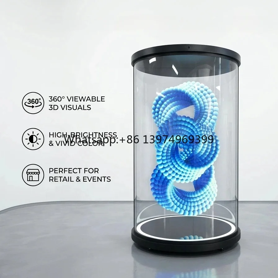 75 Inch Cylindrical Holographic Display 4K UHD 3D Hologram Cylinder Showcase for Museum Exhibition