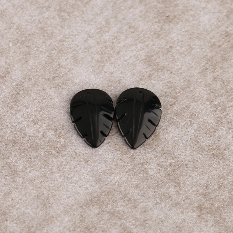 

Women's Fashion Jewelry Natural Stone Obsidian Carving Leaf Shape Earring Bead 23x16x4mm 3.9g