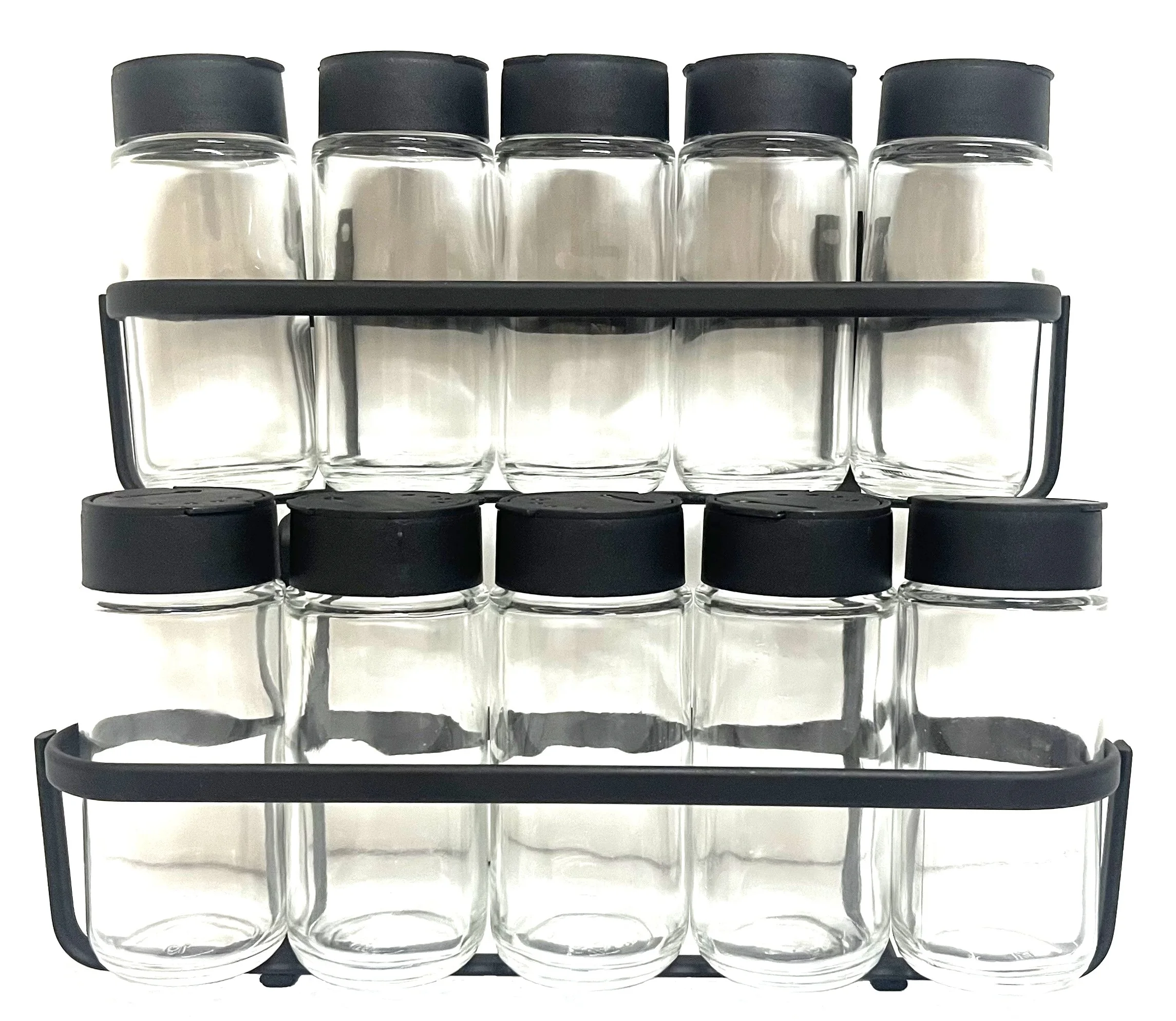 Seasoning Door Condiment 10 Pots Glass Dizing Lid Holder Black Wall Organizer