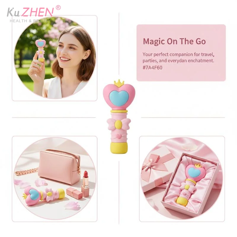1Pcs Mini 5ml Heart Shaped Magic Wand Atomizer Portable Spray Bottle Mini Makeup Water Spray Travel Essential Cute Sub-bottling