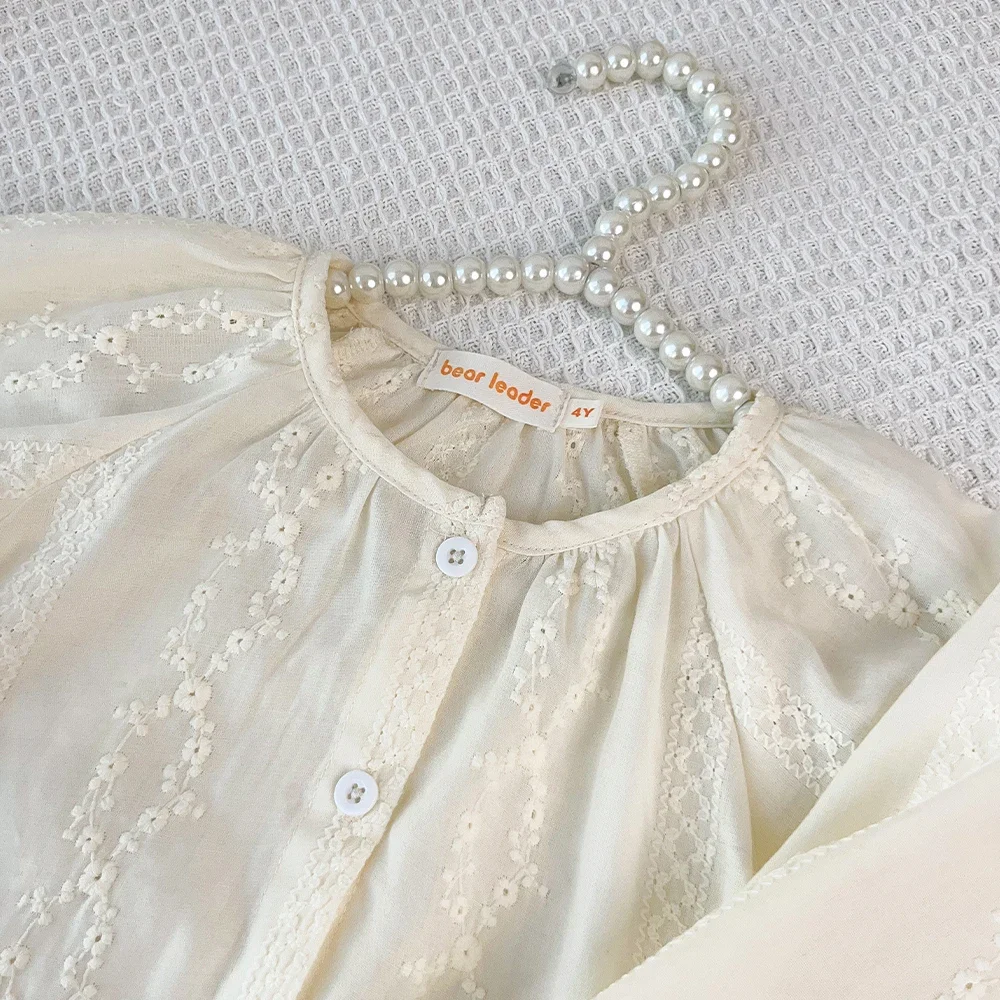 3-7 Jahre Alte Mädchen im Koreanischen Stil Einfarbiges 2-Teiliges Outfit Herbst Langarm-Bluse Weite Hose Set Kinder Freizeitkleidung Anzug – Detail 4