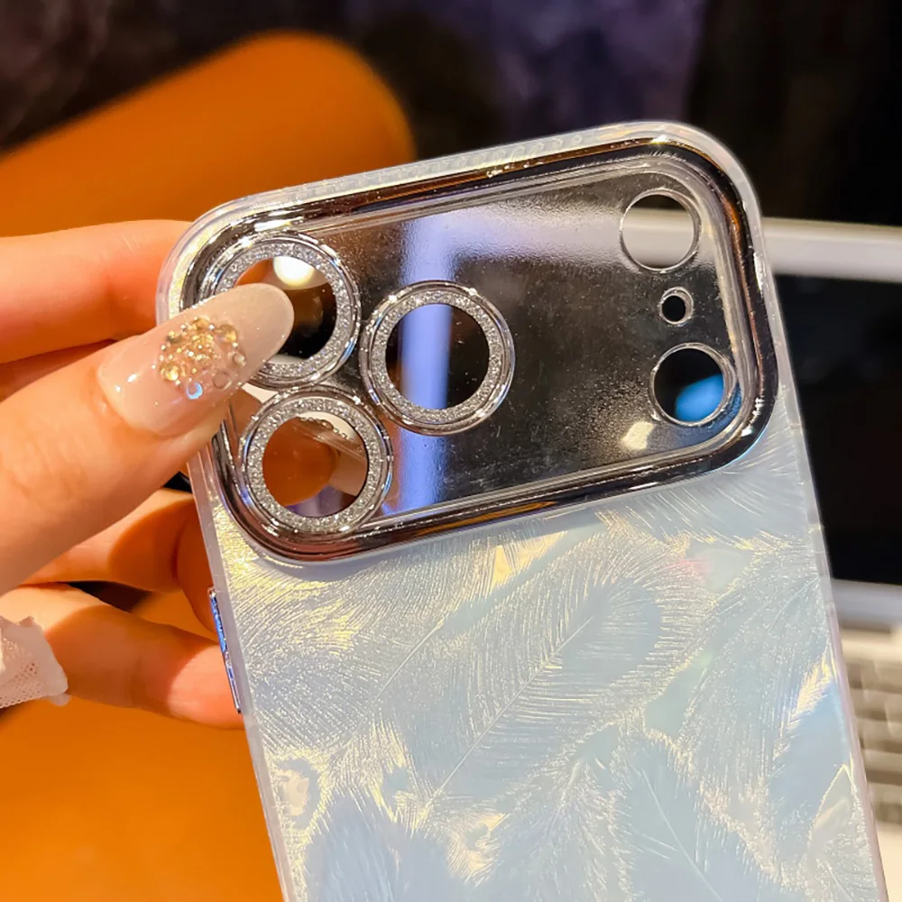 

Case for iPhone 17 Pro Max New Fashion Gradient Laser Feather Case 16 Pro 15 14 13 Air 15Pro 14Promax IMD Hard Shockproof Cover