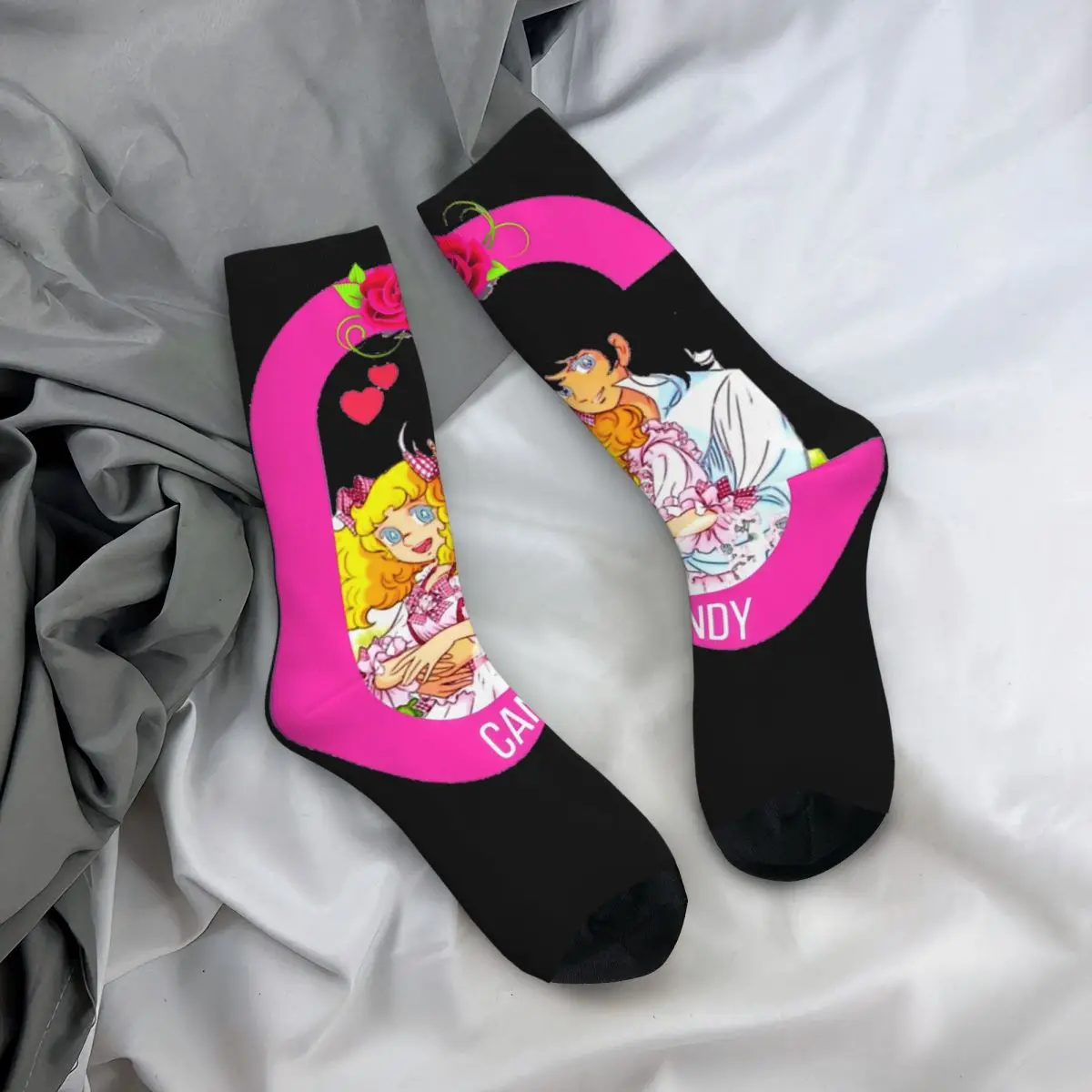 Funny Crazy compression Sock for Men Terry Hip Hop Harajuku Candy Candy Anime Happy Quality Pattern Printed Boys Crew Sock