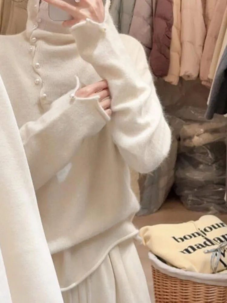 

Heavy Embellied Knitted Sweater Long Sve Comfortable Casual Winter New Sle Soft Cozy Overhead Design Sensation Top