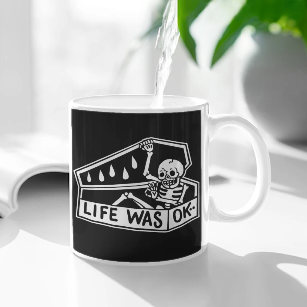 

Life Was OK Ceramic Cup Coffee Oatmeal Breakfast Cup Creative Personality Mug