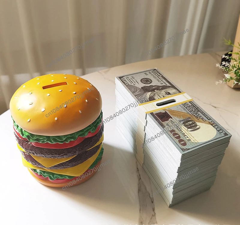 Coin Bank Hamburger Style Coin Deposit USD Piggy Bank Decoration Children Student Gift Gift