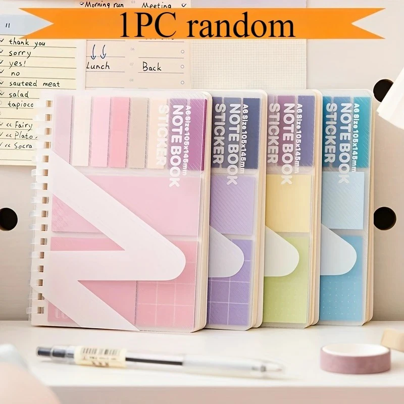 PET-Cased Coil-Bound Multi-Functional Notebook 1Pc, Total 280 Sheets with 220 Sticky Notes & 60 Blank Pages