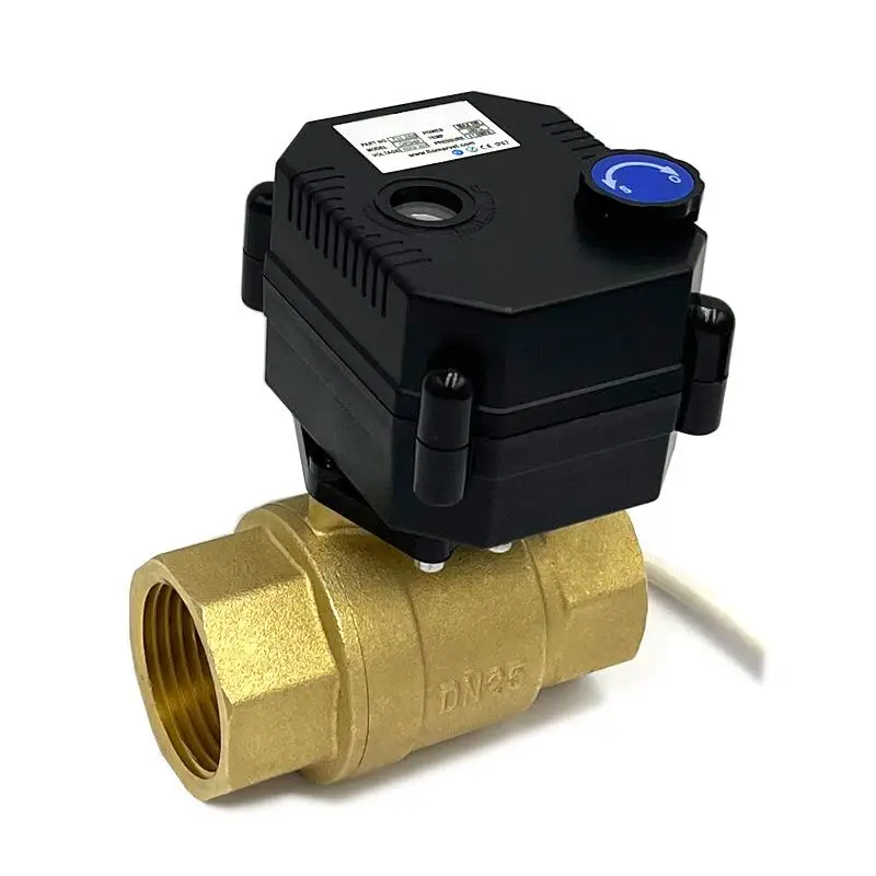Brass electric ball valve, 2-way control, electric actuator for water and fluid piping systems for on/off operation