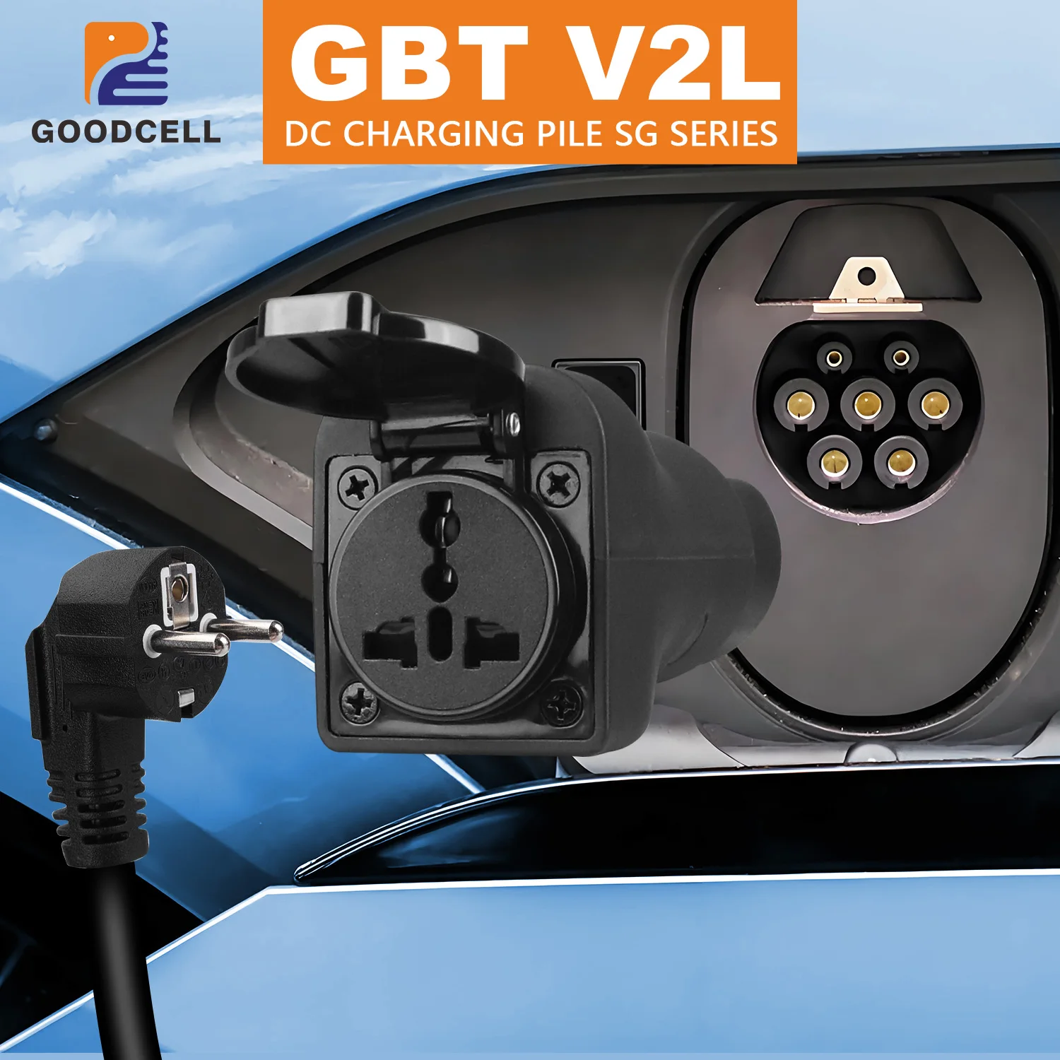 

GOODCELL TYPE2 V2L Discharger Adapter: Type 2 Discharge, 16A Socket for BYD MG 4 Renault Jaecoo7 Ebro Omoda 9 ZEEKR