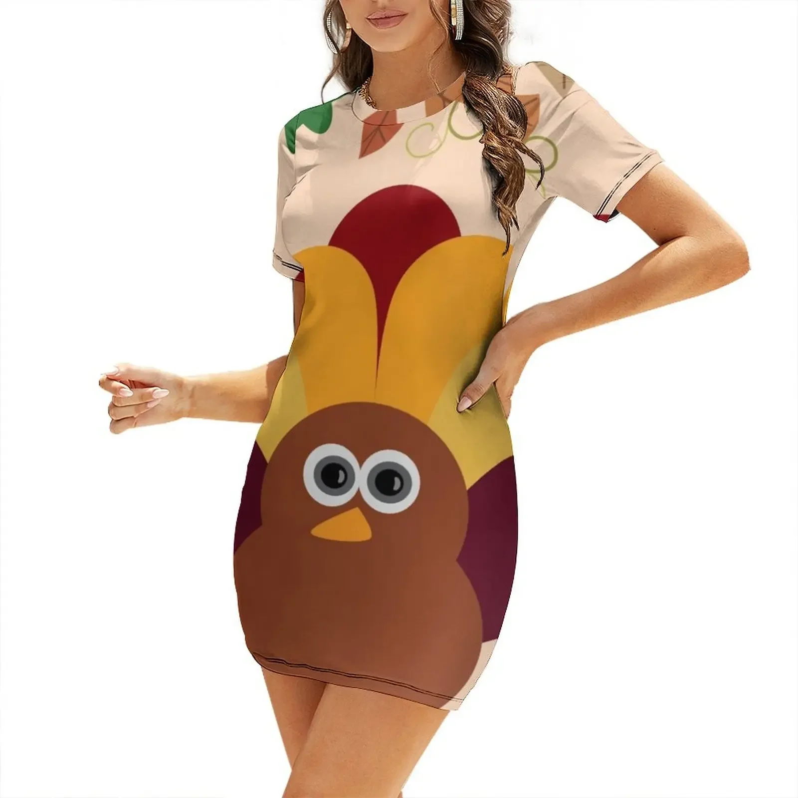 

Thanksgiving Turkey Short-Sleeved Dress Summer women's clothing Bride dresses womans clothing birthday dress Dress