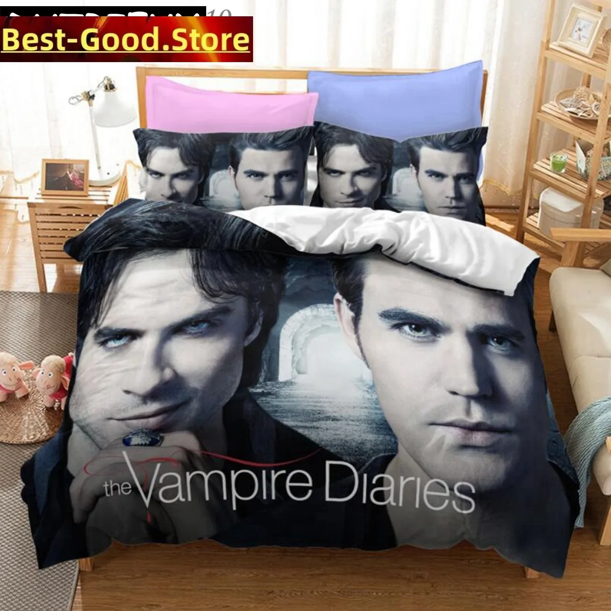 

The Vampire Diaries Print Bedding Set 3D Character Duvet Cover Set With Pillowcase Twin Full Queen King Bedclothes 02