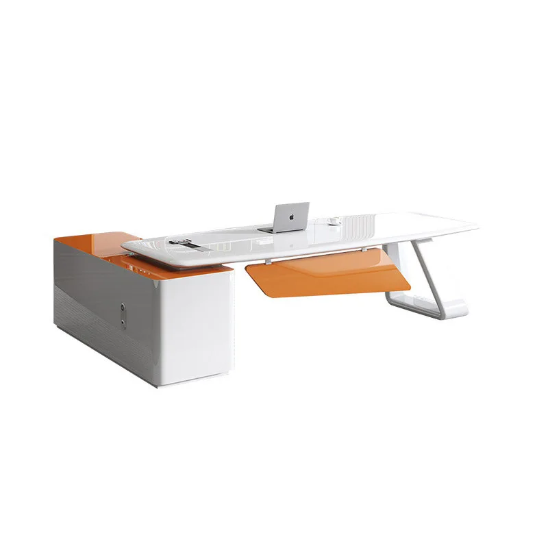 Sleek Premium Lacquer Executive Boss Desk Set Modern Luxury Manager Supervisor Office Table Perfect for Daily Work Sturdy Stylis