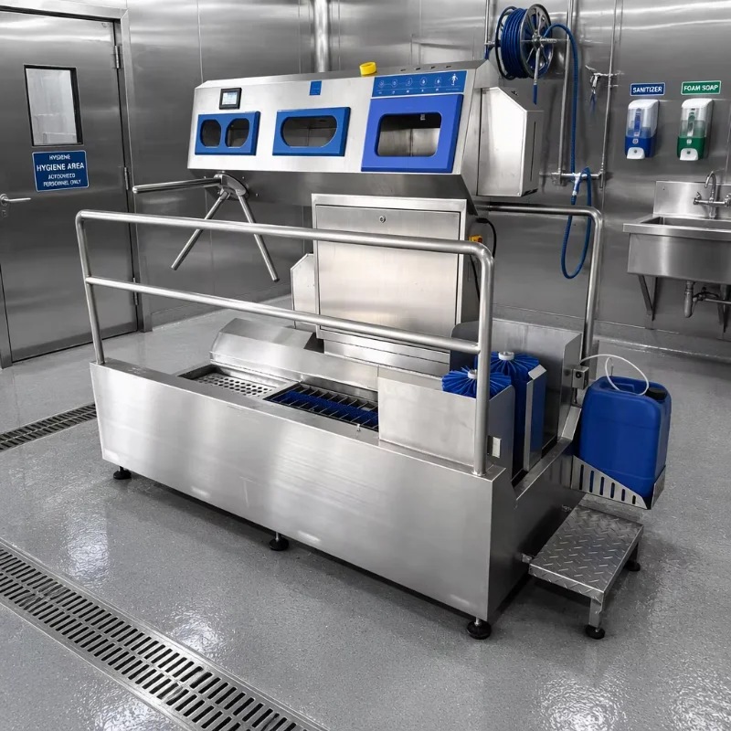 Hygiene Station for Hands and Shoes Washing and Sanitizing Entrance Access Control for Food Factory Worker Boots Cleaning