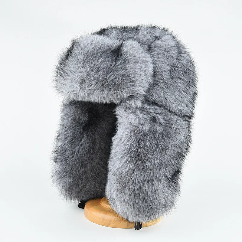 Faux Mink Fur Ushanka Trooper Hat Thick Plush Warm Earflap Winter Hat Windproof Thermal Trapper Hat for Skiing Cycling