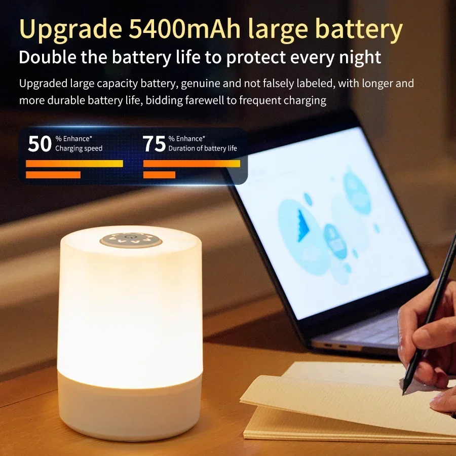 Portable Led Table Lamp Rechargeable Night Light with Remote Control Touch Switch Dimmable Book Light for Desk Bedroom Nursery image 4