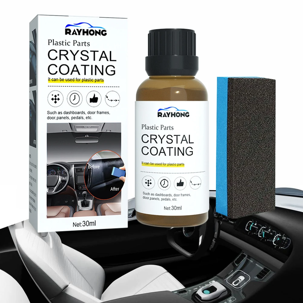 30ml Plastic Restorer for Car Easy To Use Plastics Parts Refurbishment Crystal Coating Refurbish Agent with Sponge Long Duration