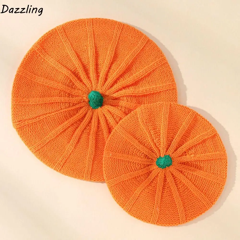 

Fashion Orange Pumpkin Beret Keep Warm Painter Hat Knitted Hat Peaked Cap Newsboy Cap Parent-Child Hat Kids