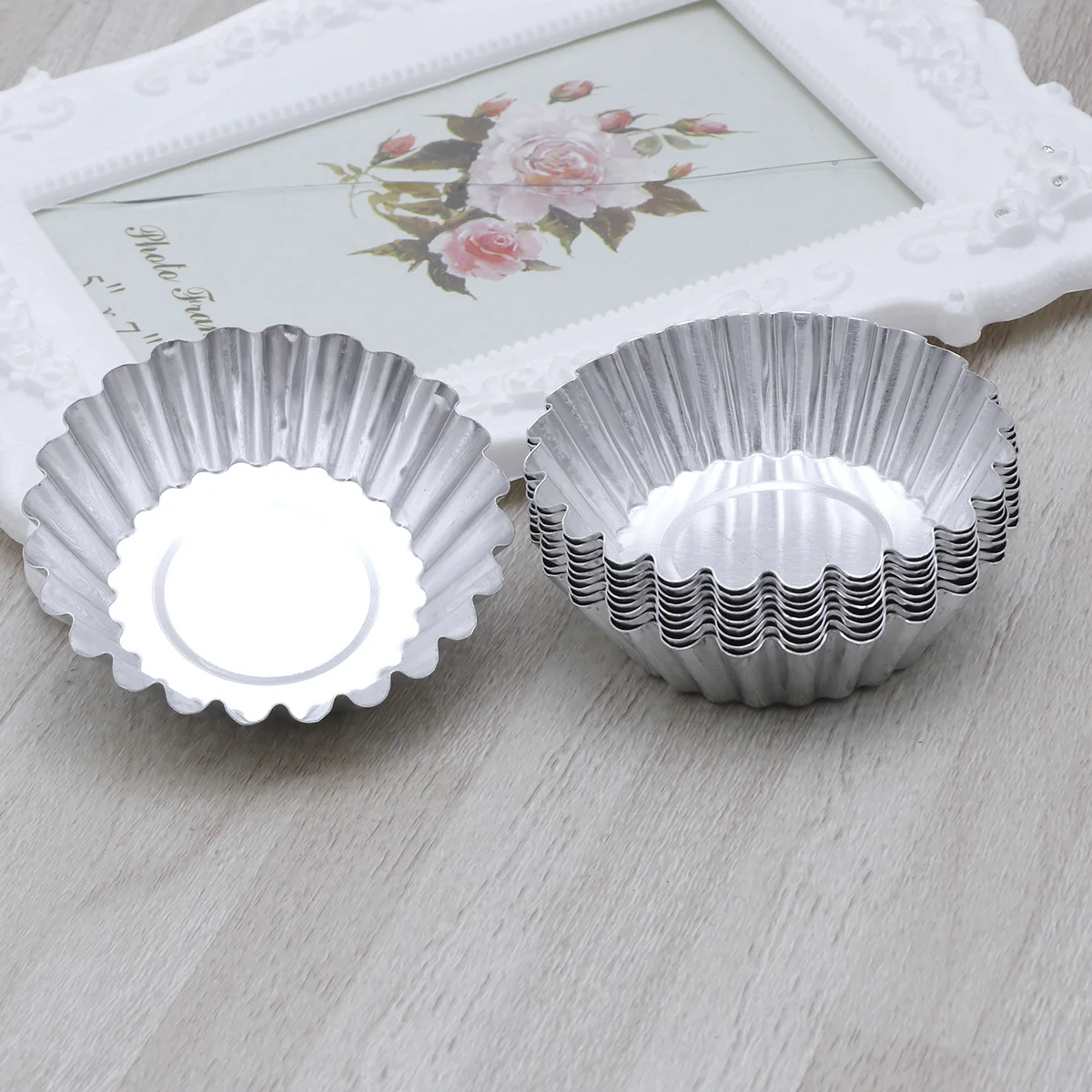 

10Pcs Nonstick Aluminum Egg Tart Molds 7x7x24cm Easy Clean Baking Cups for Cakes Pies Muffins Egg Tarts Mold Cupcake Baking Cup