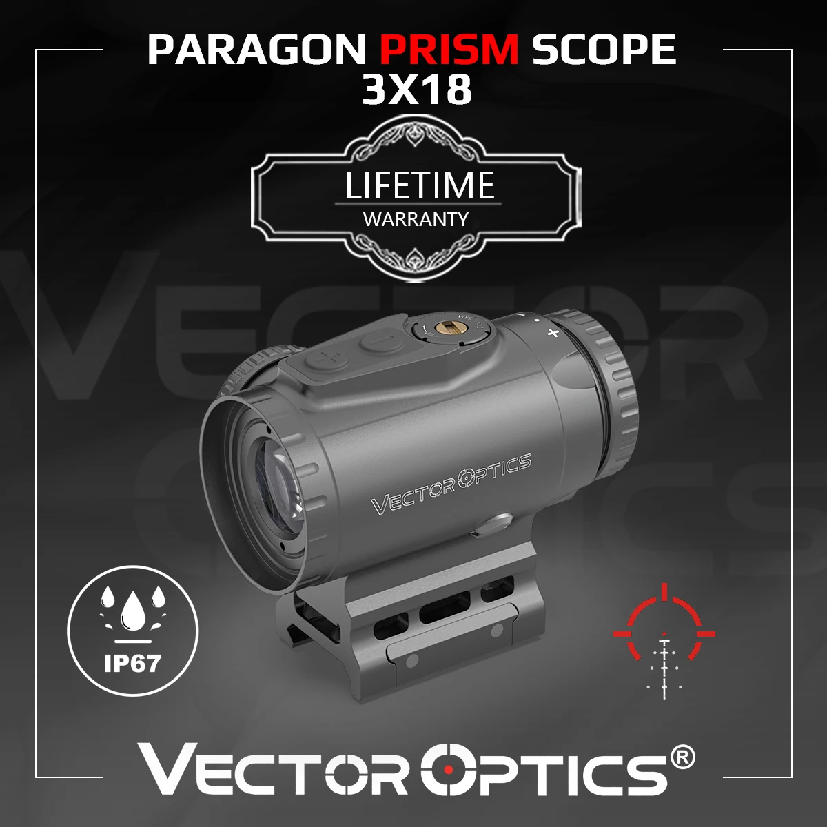 Vector Optics Paragon 3x18 Mini Prism Rifle Scope With Long Eye Relief Compact CQB Optics For Fast Target Shooting AR 15 .308