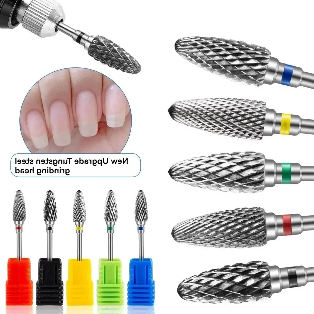 Nail art Bohrer Wolfram Hartmetall Stahl Kegel Werkzeuge Gel Entfernung Polieren Häutchen Sauber Maschine Nail art Schleifen Kopf Werkzeuge