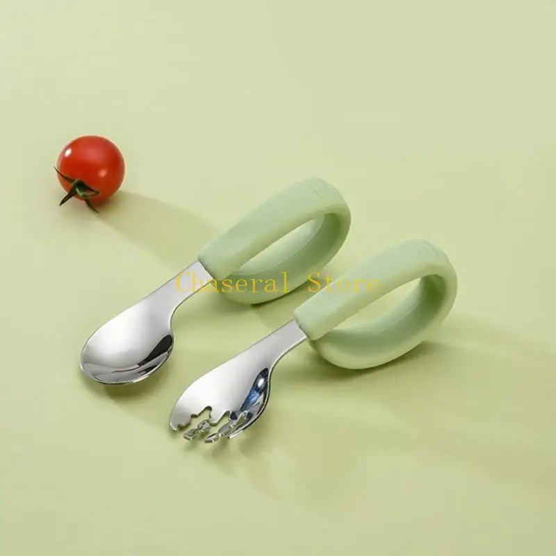 E7CE Infant Dining Set Includes Bendable/Straight Spoon and Fork for Easy Handling