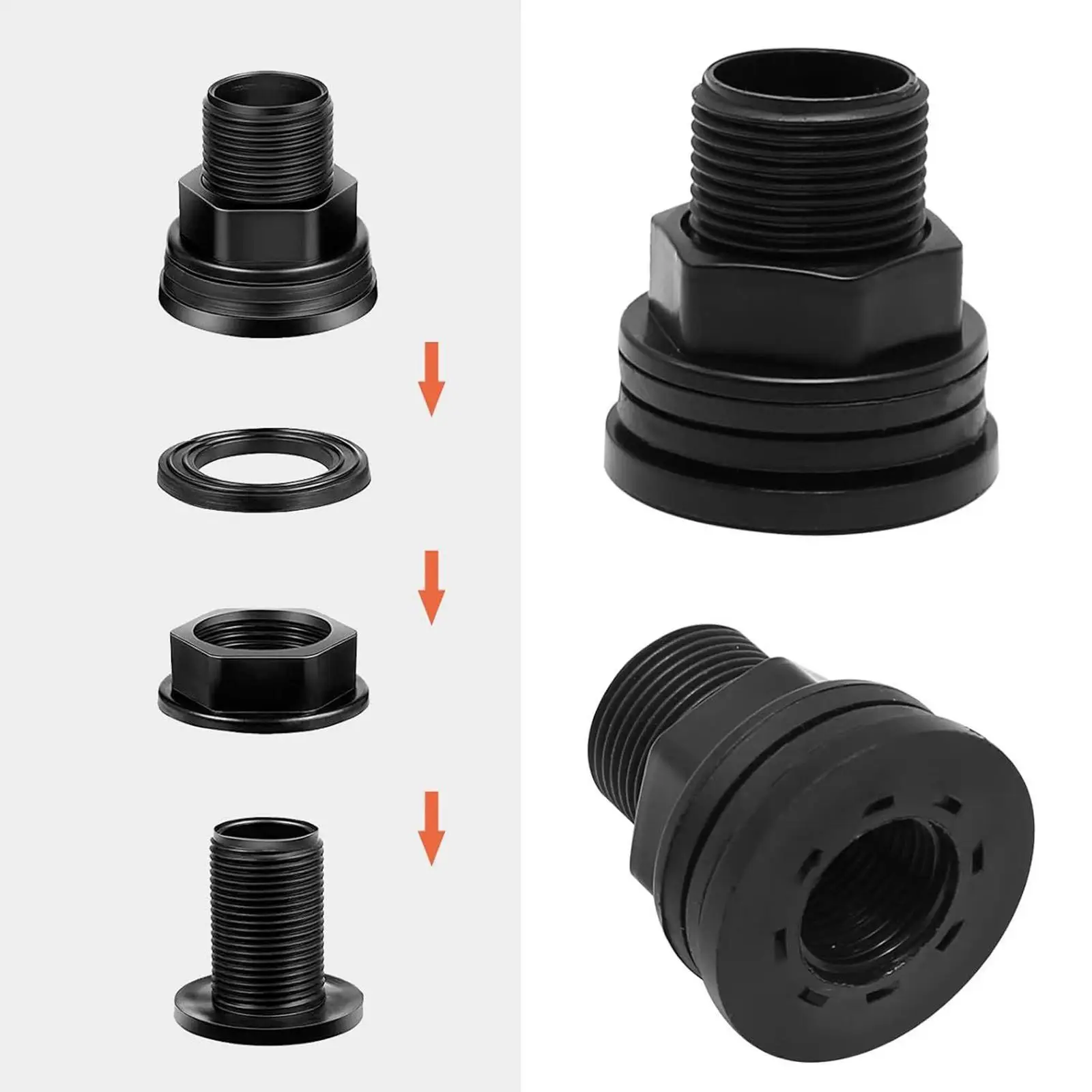Bulkhead Fitting Adapter, Robust Multifunctional Water Tank Connector for Garden
