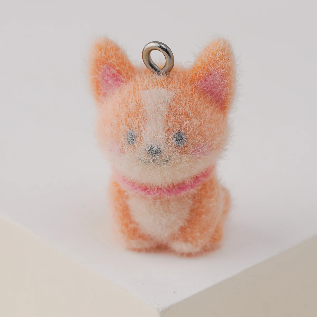 20pcs 3D Flocking doll Charms Cartoon Cute Little Yellow Dog Pendants For make Bag Keychains DIY crafts Jewelry Accessories